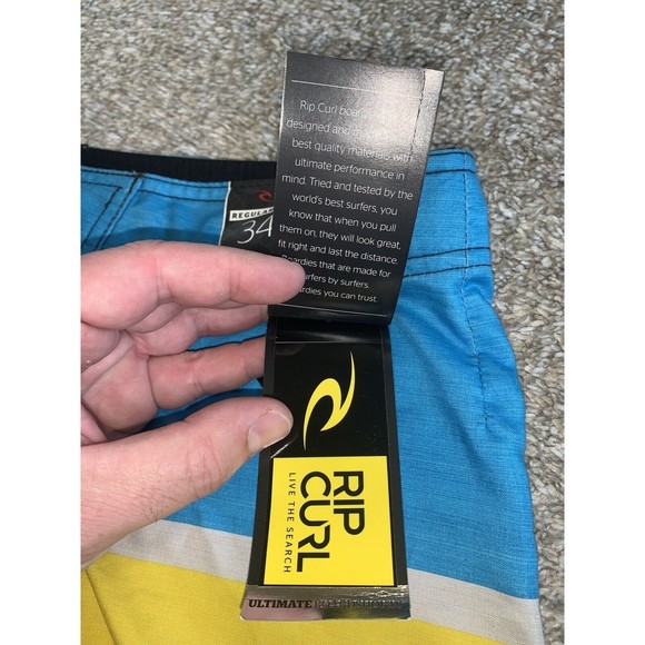RIP CURL SYSTEM MENS BOARD SHORTS Swimming Trunks Blue/Yellow/White Size 34 - Picture 5 of 6